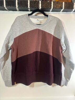 Tentree Colorblock Crewneck Sweater in Gray, Mauve & Burgundy